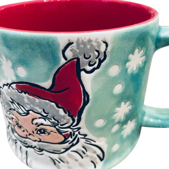 2pc Eli+Ana Christmas Mugs Green Smiling Sammy Santa Ceramic 2023 16oz Holiday - Picture 7 of 15